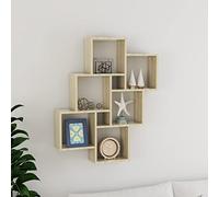 Mokuyary Estantería en forma de cubo, roble Sonoma, 78 x 15 x 93 cm, de madera, estantería flotante, para cocina, decoración, salón, especiero