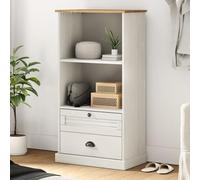 Mokuyary Estantería VIGO blanca 60 x 35 x 114 cm, estantería de madera maciza, estantes abiertos para sala de estar, oficina en casa, comedor