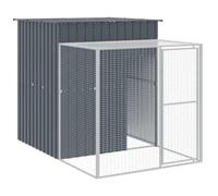 Mokuyary Gallinero con patio, antracita, 165 x 251 x 181 cm, acero galvanizado, casa de campo para conejos para animales, gallinero para gallinas y otros animales pequeños