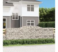 Mokuyary Gaviones con arco alto, 3 unidades, 400 x 30 x 120/140 cm, hierro galvanizado, cesta de alambre, cesta de piedra, pared de piedra, cesta de gaviones para paisaje, jardín