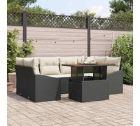 Mokuyary Grupo de jardín con cojín, color negro y crema, 100 x 55 x 73 cm, balcón, jardín, comedor, sala de estar, pequeño mueble de salón de jardín, sofá esquinero