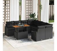 Mokuyary Grupo de jardín con cojín, negro y marrón, 100 x 55 x 73 cm, balcón, jardín, comedor, exterior, salón de esquina, pequeño mueble lounge de jardín, sofá esquinero