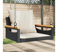 Mokuyary Hamaca colgante con cojín, color negro, 63 x 62 x 40 cm, polirratán, para terraza, jardín, balcón, piscina