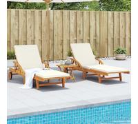 Mokuyary Hamaca de 2 unidades, con cojines, 200 x 68 x 83 cm, madera maciza de acacia, con cojín de asiento, para interior y exterior