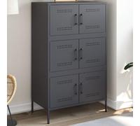 Mokuyary Highboard antracita 68 x 39 x 113 cm acero alto armario cocina buffet aparador para cocina salón comedor 0 0 0