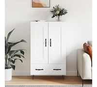 Mokuyary Highboard blanco 69,5 x 31 x 115 cm armario buffet a base de madera, armario alto de almacenamiento, armario de cocina moderno para cocina, sala de estar, comedor, cocina, buffet