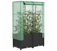 Mokuyary - Jardinera elevada con funda de aspecto ratán 80 x 40 x 138 cm, cama elevada de jardín, bandeja de plantación para cultivar flores plantas suculentas, terraza, patio y balcón -A