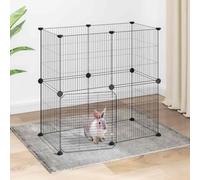 Mokuyary - Jaula para animales de compañía (12 paneles y puerta negra, 35 x 35 cm, jaula de recinto para conejos, animales pequeños -B