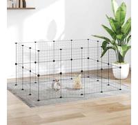 Mokuyary - Jaula para animales de compañía (28 paneles y puerta negra, 35 x 35 cm, jaula de recinto para conejos, animales pequeños -A 331140381