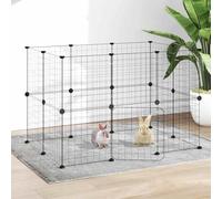 Mokuyary - Jaula para animales de compañía con 20 paneles y puerta negra, 35 x 35 cm, jaula de recinto para conejos, animales pequeños -C
