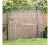 Mokuyary - Jaula para gallinas plateada, 200 x 100 x 190 cm, acero galvanizado, recinto al aire libre, conejos para animales, gallinero para gallinas y otros animales pequeños