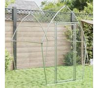 Mokuyary - Jaula para gallinas plateada, 200 x 105 x 182 cm, acero galvanizado, recinto al aire libre, conejos para animales, gallinero para gallinas y otros animales pequeños