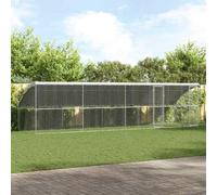 Mokuyary Jaula para perros, 4 unidades, color plata, 8 x 2 x 2 m, acero galvanizado, para exteriores, caseta para perros, parque para cachorros de jardín -B