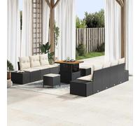 Mokuyary Juego de 10 sofás de jardín con cojín, color negro, poliratán para balcón, muebles de balcón, jardín, exterior, jardín, jardín, color cojín, 80 cm, longitud de tafetán M336K745