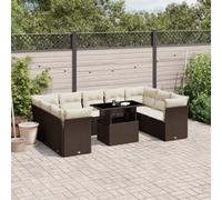 Mokuyary Juego de 10 sofás de jardín con cojines de poliratán marrón, muebles de jardín, muebles de exterior, muebles de terraza, salón de jardín, para terraza, balcón, jardín A30