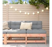 Mokuyary Juego de 2 sofás centrales con cojín, madera maciza de Douglas, muebles de jardín, muebles de exterior, balcón, jardín -A