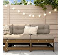 Mokuyary Juego de 2 sofás centrales de jardín, color marrón miel de madera maciza de pino, muebles de exterior, muebles de terraza, salón de jardín para terraza, balcón, jardín -B