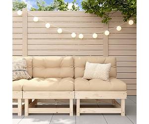 Mokuyary Juego de 2 sofás centrales de jardín de madera maciza de pino, muebles de jardín, muebles de exterior, balcón, jardín