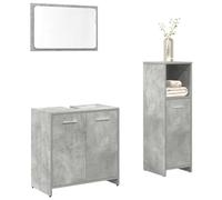 Mokuyary Juego de 3 muebles de baño, color gris hormigón, material de madera, para baño, cocina, salón, pasillo, A2