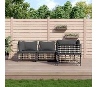 Mokuyary Juego de 4 muebles de jardín con cojines antracita de poliratán, juego de muebles de exterior, muebles de terraza, salón de jardín, para terraza, balcón, jardín -F