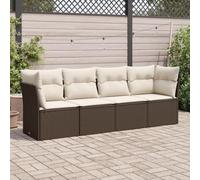 Mokuyary Juego de 4 sofás de jardín con cojines de poliratán, color marrón, para exteriores, de ratán, resistente a la intemperie, modelo sin mesa