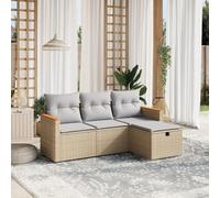 Mokuyary Juego de 4 sofás de jardín con cojines mezclados de polirratán, muebles de jardín para exteriores, muebles de terraza, salón de jardín, para terraza, balcón, jardín -F