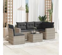 Mokuyary Juego de 6 sofás de jardín con cojines gris claro de poliratán, juego de muebles de exterior, muebles de terraza, salón de jardín, para terraza, balcón, jardín A20