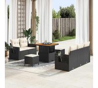 Mokuyary Juego de 8 cojines de jardín con cojín, color negro, polirratán para balcón, muebles de balcón, jardín, exterior, jardín, jardín, color cojín, 80 cm, longitud de tafetán M336K685