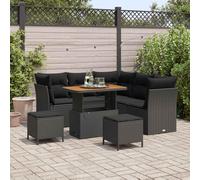 Mokuyary Juego de 8 sofás de jardín, color negro, poliratán para balcón, jardín, exterior, jardín, jardín, terraza, balcón, color negro, 90 cm, longitud de tafetán M336K484