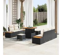 Mokuyary Juego de 8 sofás de jardín, color negro, poliratán para balcón, muebles de balcón, exteriores, exteriores, jardín, jardín, 80 cm, longitud de tafetán M336K855