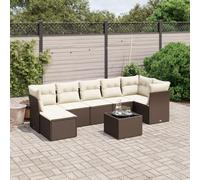 Mokuyary Juego de 8 sofás de jardín con cojines de poliratán marrón, muebles de jardín, muebles de exterior, muebles de terraza, salón de jardín para terraza, balcón, jardín A18