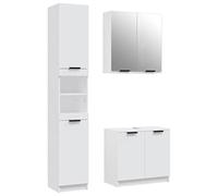 Mokuyary - Juego de armarios para cuarto de baño, 3 piezas, color blanco, madera de ingeniería, mueble de almacenamiento, armario para cuarto de baño, espacios pequeños -B