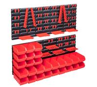 Mokuyary - Juego de bandejas de almacenamiento y paneles de pared, 103 piezas, color rojo y negro, organizador de almacenamiento para pared, caja de tornillos para piezas pequeñas, Garaje, taller