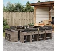 Mokuyary - Juego de comedor de jardín, 13 piezas, color gris resina trenzada para 12 personas, muebles de mesa con 12 sillas para terraza, jardín, balcón -A19