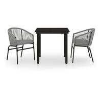 Mokuyary - Juego de comedor de jardín, 3 piezas, color gris para 2 personas, muebles de mesa con 2 sillas para terraza, jardín, balcón -A18