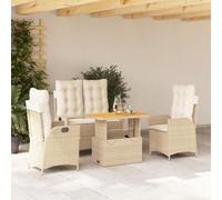 Mokuyary - Juego de comedor de jardín, 4 piezas, color beige, resina trenzada para 3 personas, muebles de mesa con banco y 2 sillas para terraza, jardín, balcón -A18