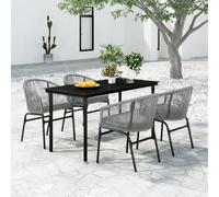 Mokuyary - Juego de comedor de jardín, 5 piezas, color gris para 4 personas, muebles de mesa y 4 sillas para terraza, jardín, balcón -A18
