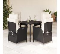 Mokuyary - Juego de comedor de jardín, 5 piezas, color negro, resina trenzada para 4 personas, muebles de mesa y 4 sillas, para terraza, jardín, balcón -A122