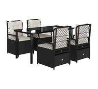 Mokuyary - Juego de comedor de jardín, 5 piezas, color negro, resina trenzada para 4 personas, muebles de mesa y 4 sillas, para terraza, jardín, balcón -A265