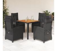 Mokuyary - Juego de comedor de jardín, 5 piezas, color negro, resina trenzada para 4 personas, muebles de mesa y 4 sillas, para terraza, jardín, balcón -A214
