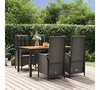 Mokuyary - Juego de comedor de jardín, 5 piezas, color negro, resina trenzada para 4 personas, muebles de mesa y 4 sillas para terraza, jardín, balcón -A2