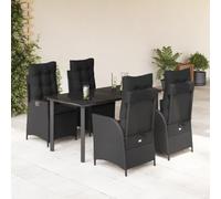 Mokuyary - Juego de comedor de jardín, 5 piezas, color negro, resina trenzada para 4 personas, muebles de mesa y 4 sillas, para terraza, jardín, balcón -A268