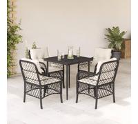 Mokuyary - Juego de comedor de jardín, 5 piezas, color negro, resina trenzada para 4 personas, muebles de mesa y 4 sillas, para terraza, jardín, balcón -A62