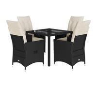 Mokuyary - Juego de comedor de jardín, 5 piezas, color negro, resina trenzada para 4 personas, muebles de mesa y 4 sillas, para terraza, jardín, balcón -A140