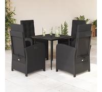 Mokuyary - Juego de comedor de jardín, 5 piezas, color negro, resina trenzada para 4 personas, muebles de mesa y 4 sillas, para terraza, jardín, balcón -A193
