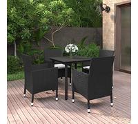 Mokuyary - Juego de comedor de jardín, cojines de 5 piezas, resina trenzada de cristal, para 4 personas, muebles de mesa y 4 sillas para terraza, jardín, balcón -A5