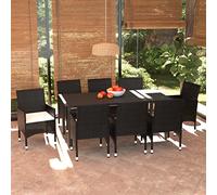 Mokuyary - Juego de comedores de jardín, 9 piezas, resina trenzada, color negro para 8 personas, muebles de mesa con 8 sillas para terraza, jardín, balcón -A1