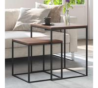 Mokuyary Juego de mesas de Centro 2 Piezas Madera contrachapada y Metal Mesa Auxiliar con Almacenamiento para Sala de Estar,Comedor,Dormitorio u Oficina