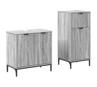 Mokuyary - Juego de muebles de baño, 2 piezas, color gris Sonoma, mueble de almacenamiento para cuarto de baño, pequeños espacios, color gris
