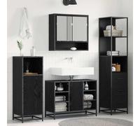 Mokuyary Juego de muebles de baño con aspecto de roble negro de 35 x 37,5 x 166 cm, armario de baño, armario lateral para baño, comedor, cocina, moderno